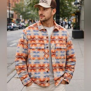 Pacsun Aztec Print Fleece Lined Snap Front Jacket Size Small